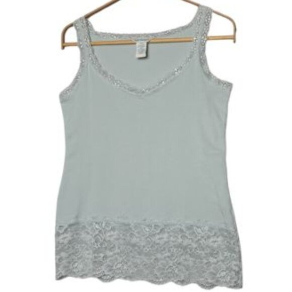 Sundance Elan Lace Trim Cotton Blend Tank Top - Picture 2 of 4